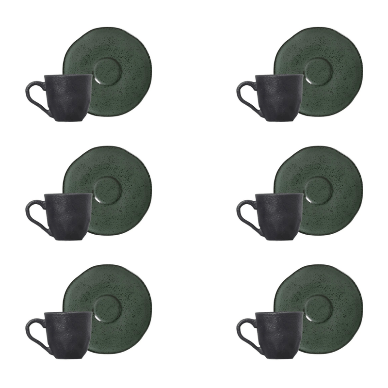 Jogo 6 Xícaras de Café com Píres Orgânico Arauco Verde 120ml