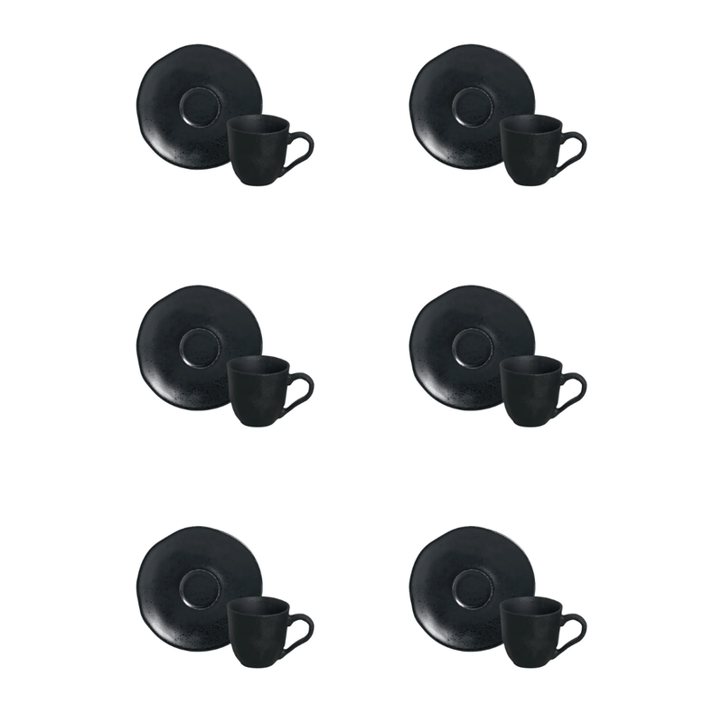 Jogo 6 Xicaras de Café com Pires Orgânico Eclipse 120ml