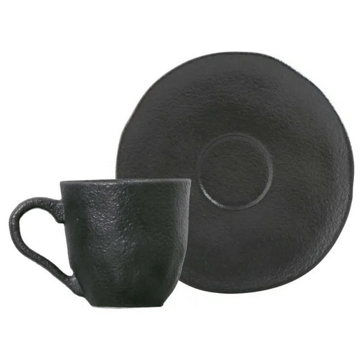 Jogo 6 Xícaras de Café com Píres Orgânico Matte Preto 120ml