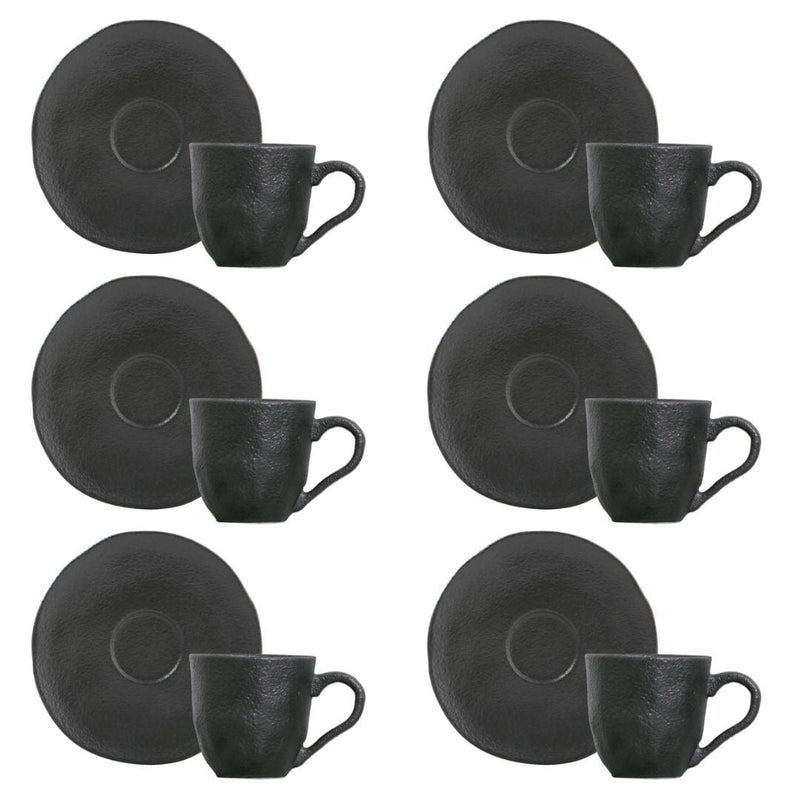 Jogo 6 Xícaras de Café com Píres Orgânico Matte Preto 120ml