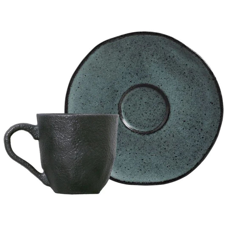 Jogo 6 Xícaras de Café com Píres Orgânico Petroleum Verde 120ml