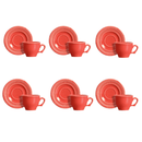 Jogo 6 Xicaras de Café com Pires Poppy Coral 100ml