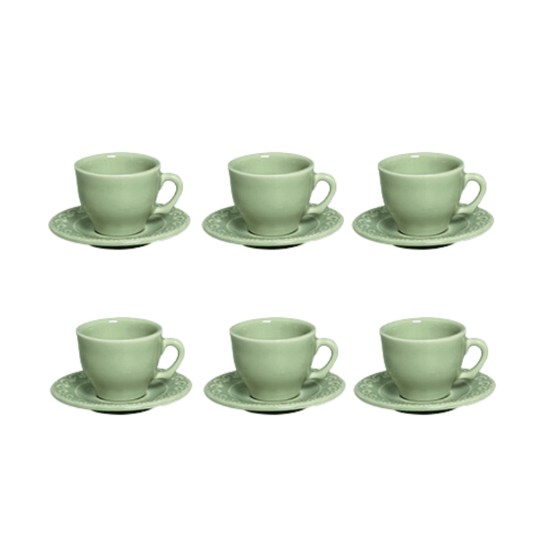 Jogo 6 Xicaras de Café com Pires Princess Celadon Verde