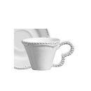 Jogo 6 Xicaras de Café com Pires Rendada Provence Branca 80ml