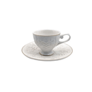 Jogo 6 Xícaras de Café com Pires Scarlet New Bone Branco e Dourado 90ml