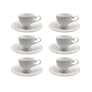 Jogo 6 Xícaras de Café com Pires Scarlet New Bone Branco e Dourado 90ml