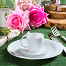 Jogo 6 Xícaras de Café Porcelana com Pires Birds Branca 85ml