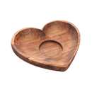 Jogo 6 Xícaras de Chá Com Prato em Madeira Teca Coração 190ml