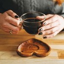 Jogo 6 Xícaras de Chá Com Prato Madeira Liptus Coração 190ml