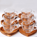 Jogo 6 Xícaras de Chá Com Prato Madeira Liptus Coração 190ml