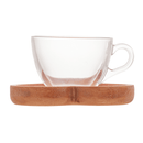 Jogo 6 Xícaras de Chá Com Prato Madeira Liptus Coração 190ml