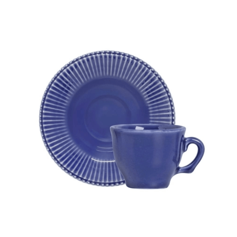 Jogo 6 Xícaras de Chá Frisada Azul 200ml