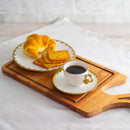 Jogo 6 Xícaras de Chá Porcelana com Pires Egg Branca e Dourada 200ml