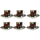 Jogo 6 Xicaras Start para Café com Pires com Pires Porcelana Preto 80ml