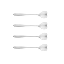 Jogo de 4 Colheres Aço Inox para Chá Heart Coração Prateada 12,7 cm