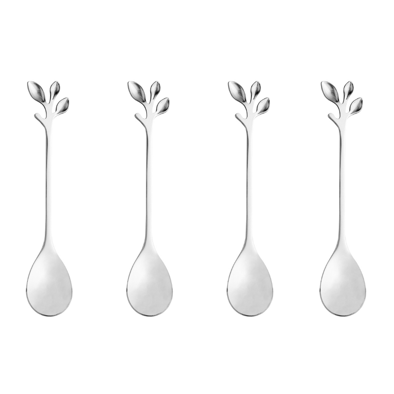 Jogo de 4 Colheres Aço Inox Para Chá Leaves Folhas