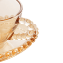 Jogo de 4 Xícaras de Café Cristal com Pires Coração Pearl Âmbar - 85 ml