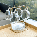 Jogo de 4 Xícaras de Chá Cristal de Chumbo com Pires Pearl Bolinha - 180ml