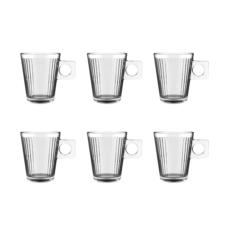 Jogo de 6 Xícaras de Café Lines Coffee Time em Vidro - 80ml