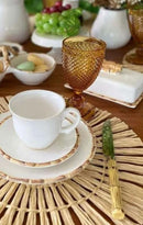 Jogo de 6 Xicaras para Café com Pires em Bambu Branco 100ml
