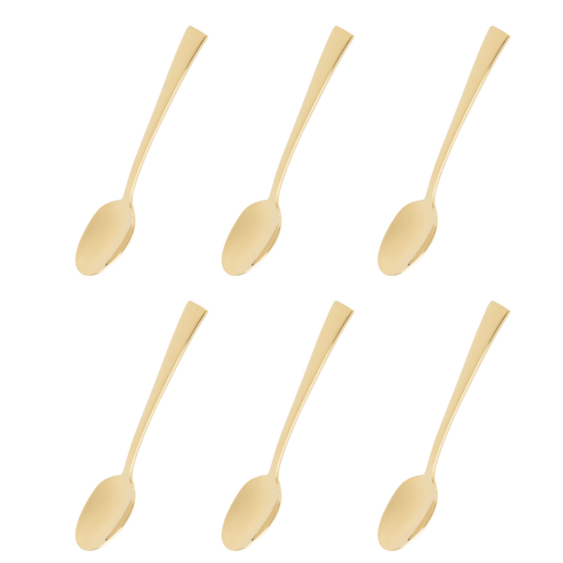 Jogo de Colheres para Café Aço Inox Berna Dourado 6 Peças