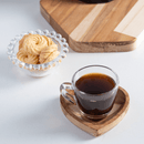 Jogo de Xícaras de Café com Pires de Coração Madeira Teca 75ml - 6 Peças