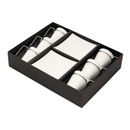 Jogo de Xícaras de Café com Pires Porcelana Alça Prata 80ml - 6 Peças