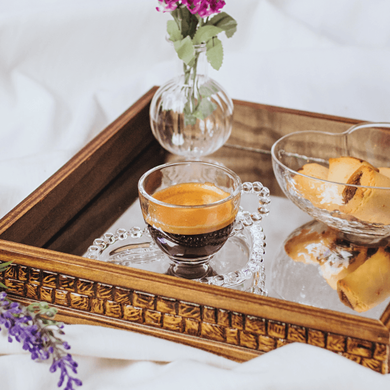 Jogo de Xícaras de Café Cristal Com Pires Coração Pearl 4 Peças - 85ml