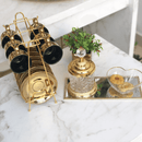 Jogo De Xícaras Luxo Para Café Com Pires E Suporte Wolff Versa 90ml 6 Peças Preto e Dourado