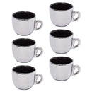 Jogo De Xícaras Luxo Para Café Com Pires E Suporte Wolff Versa 90ml 6 Peças Preto e Prata