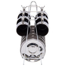 Jogo De Xícaras Luxo Para Café Com Pires E Suporte Wolff Versa 90ml 6 Peças Preto e Prata