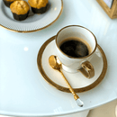 Jogo De Xícaras Para Café Dourada Com Pires Porcelana Alça Ouro Paddy 90ml - 6 Peças