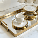 Jogo De Xícaras Para Café Dourada Com Pires Porcelana Alça Ouro Paddy 90ml - 6 Peças