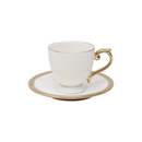 Jogo De Xícaras Para Café Dourada Com Pires Porcelana Alça Ouro Paddy 90ml - 6 Peças