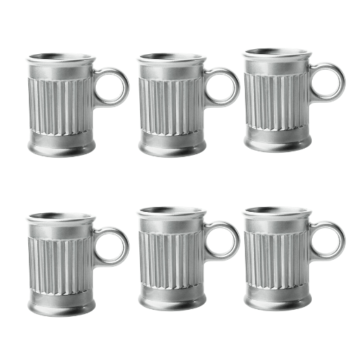 Jogo de Xicaras para Café em Cristal Cromada 85ml 6 Peças