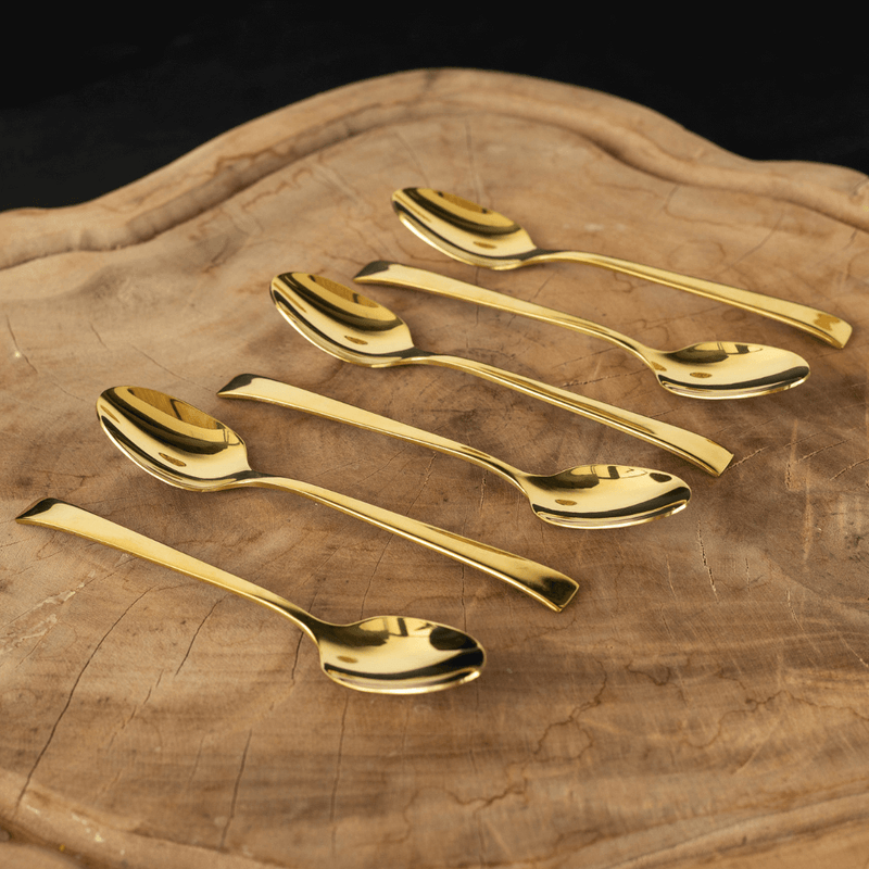 Jogo de Colheres para Café Aço Inox Berna Dourado 6 Peças