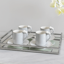 Jogo 4 Xícaras para Café com Pires Rammoudie Borboleta New Bone Borda Dourada 100ml