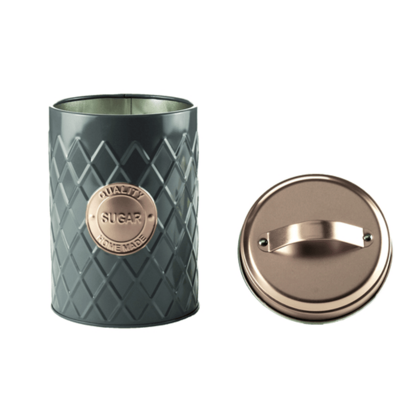 Lata Metal Geometric Handle Sugar Cinza e Rose Gold