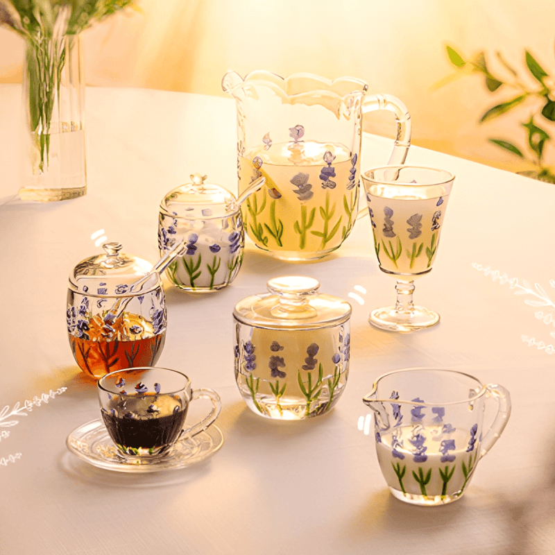 Açucareiro de Cristal com Colher e Tampa Lavanda 8,5cm