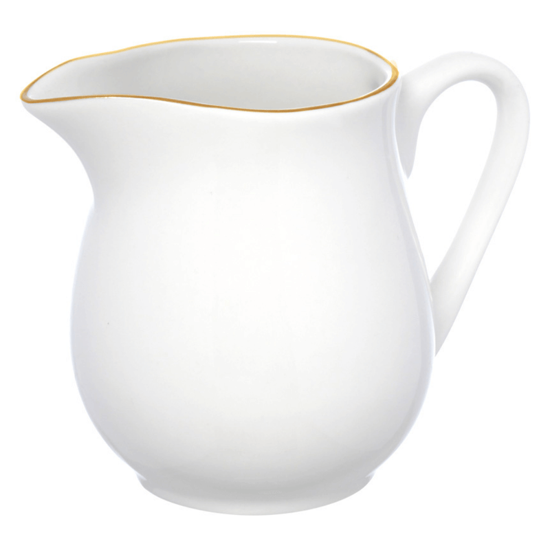 Leiteira Royal Porcelana Branca e Borda Dourada 300ml