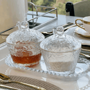 Açucareiro em Cristal de Chumbo Martelado com Colher com Borda Dourada Petra 10cm