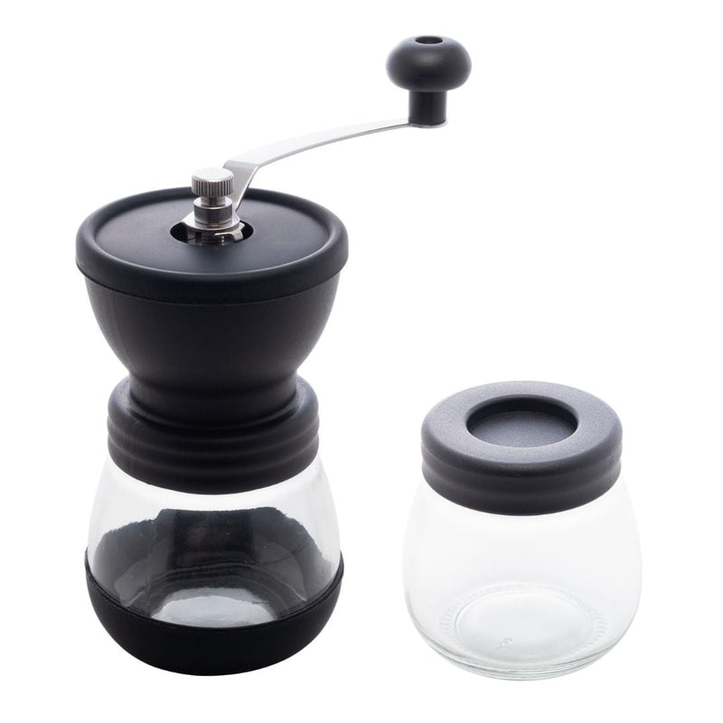 Moedor de Café Manual em Aço Inox com Pote de Vidro Preto 20cm