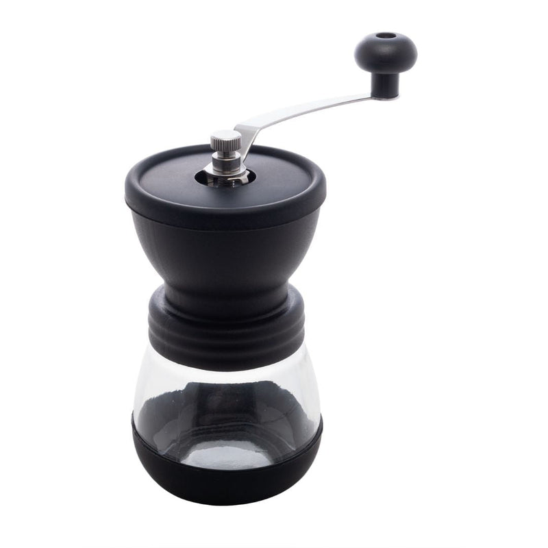 Moedor de Café Manual em Aço Inox com Pote de Vidro Preto 20cm