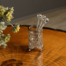 Conjunto 6 Colheres com Suporte Crystal Niquelado Zamac 14cm