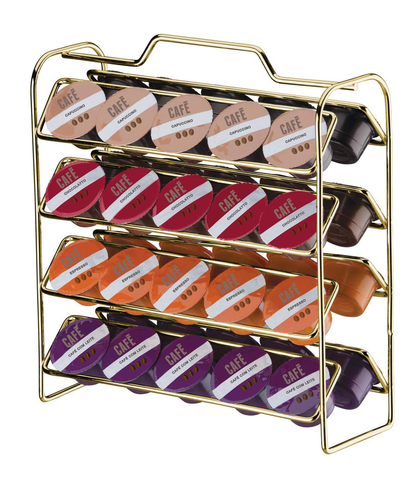 Organizador Porta Cápsulas De Café 3 Corações Dourado