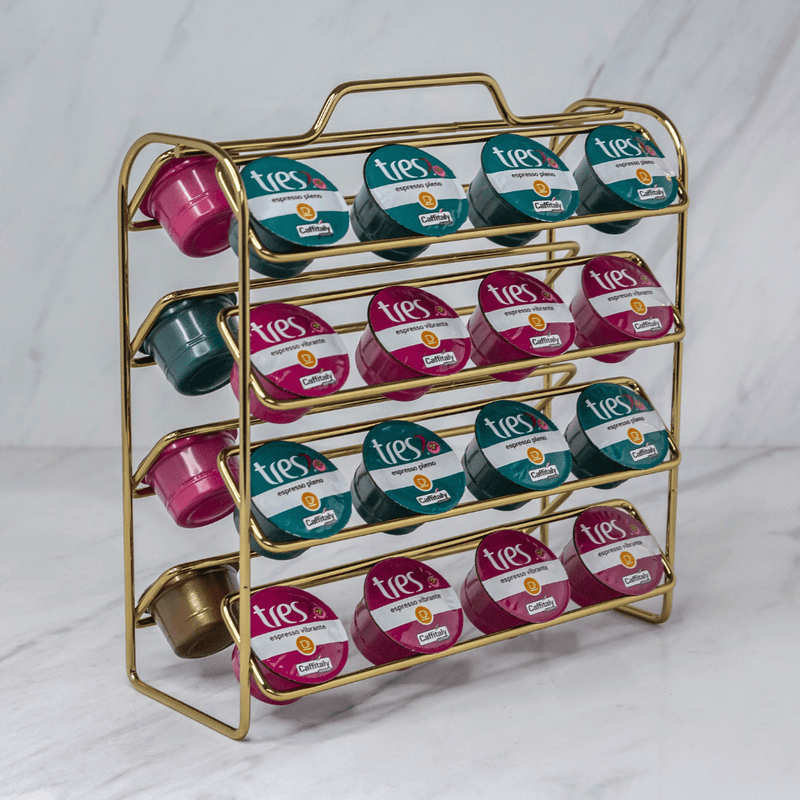 Organizador Porta Cápsulas De Café 3 Corações Dourado