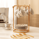 Suporte para Xicaras e Pires de Café Aço Rose Gold