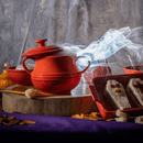 Pote de Cerâmica Retrô Laranja 16,5cm