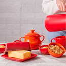 Pote de Cerâmica Retrô Vermelho 16,5cm