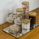 Pote de Vidro Canelado com Tampa de Bambu 800ml